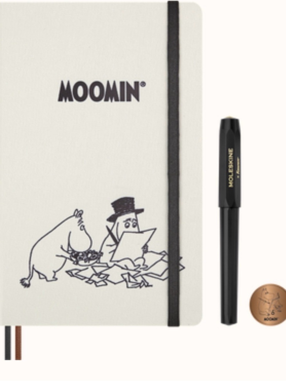 Moomin Cream Hardcover Sketchbook with Black Elastic